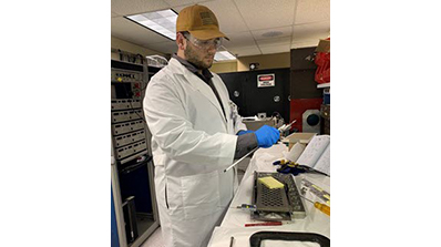 Stone Wachs, a mechanical engineering student at UNLV, was gaining hands-on experience with the Material Studies and Diagnostic Research department.