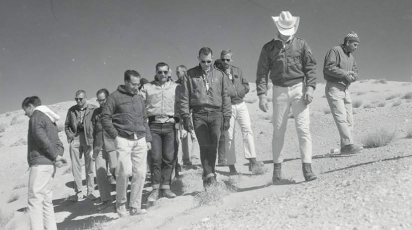 During the Apollo era of space flight to the moon, craters were a critical part of how astronauts identified landmarks on the lunar surface. In February 1965, Neil Armstrong and Buzz Aldrin were among several astronauts who visited the NNSS to study craters as part of their preparations for Apollo 11.