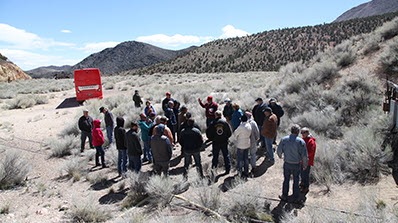 Nevada Site Specific Advisory Board members on a tour of Pahute Mesa