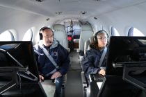 NNSS AMS Manager Piotr Wasiolek (left) and NNSS AMS Equipment Specialist Jezabel Stampahar in the NNSA’s new King Air 350ER in December 2019.