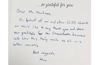 PEF donation thank you note