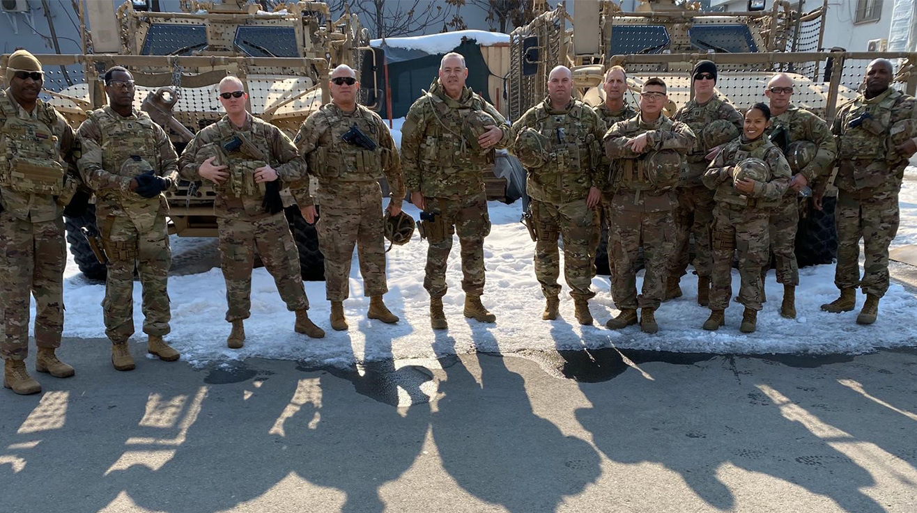 Rego (center) during a January 2020 unit recon in Afghanistan, prior to his April mobilization and deployment.