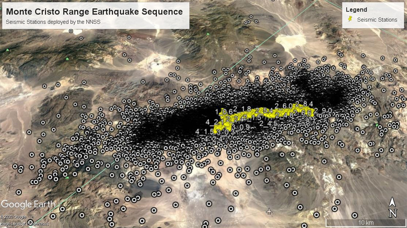The white and black circles represent aftershocks.