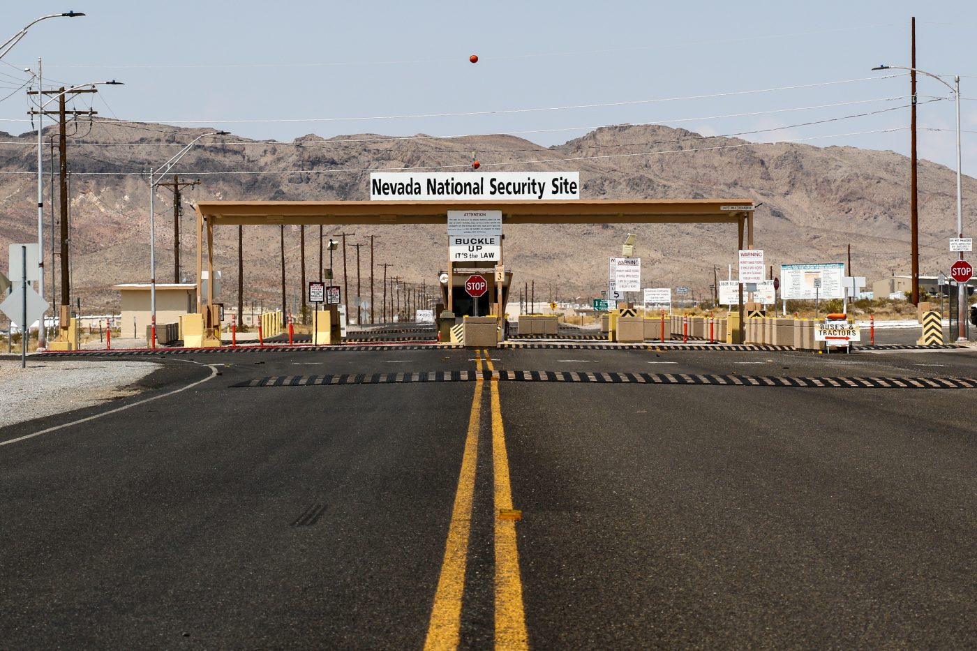 color photo of the front gate at the Nevada National Security Site