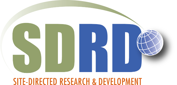 Site-Directed Research and Development logo, green and blue with orange writing