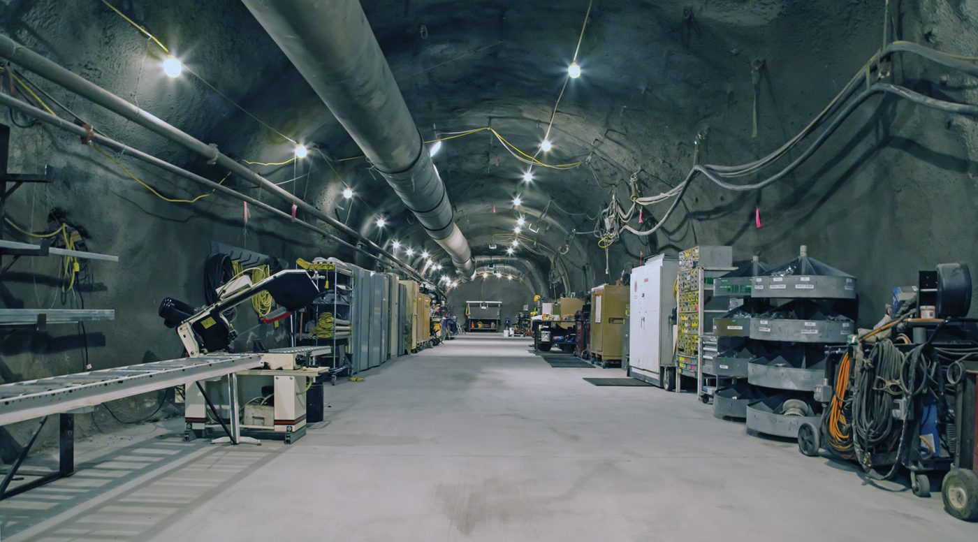 An underground tunnel with equipment at the U1a Complex.