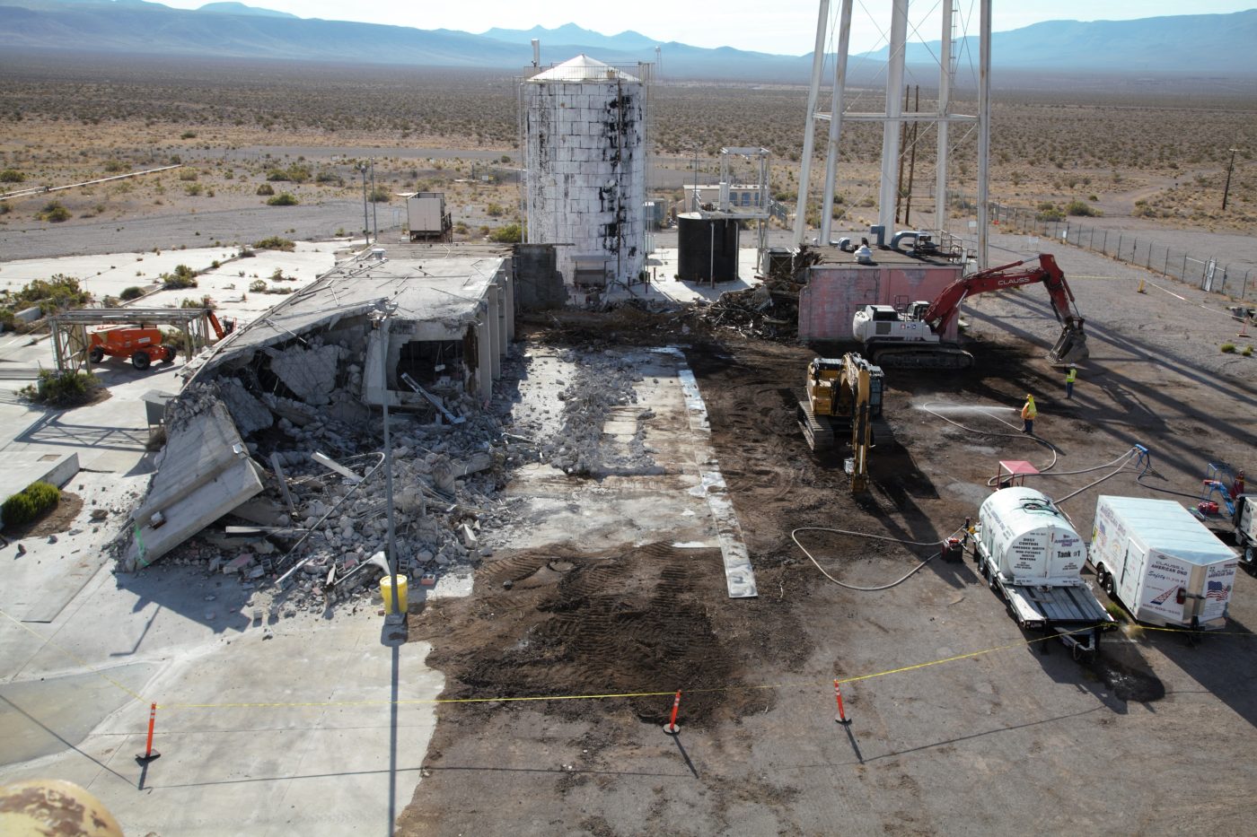 an overhead view of the demolition area