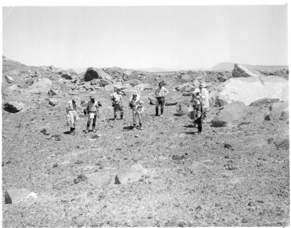 NASA astronauts training for Apollo EVA at Schooner Crater