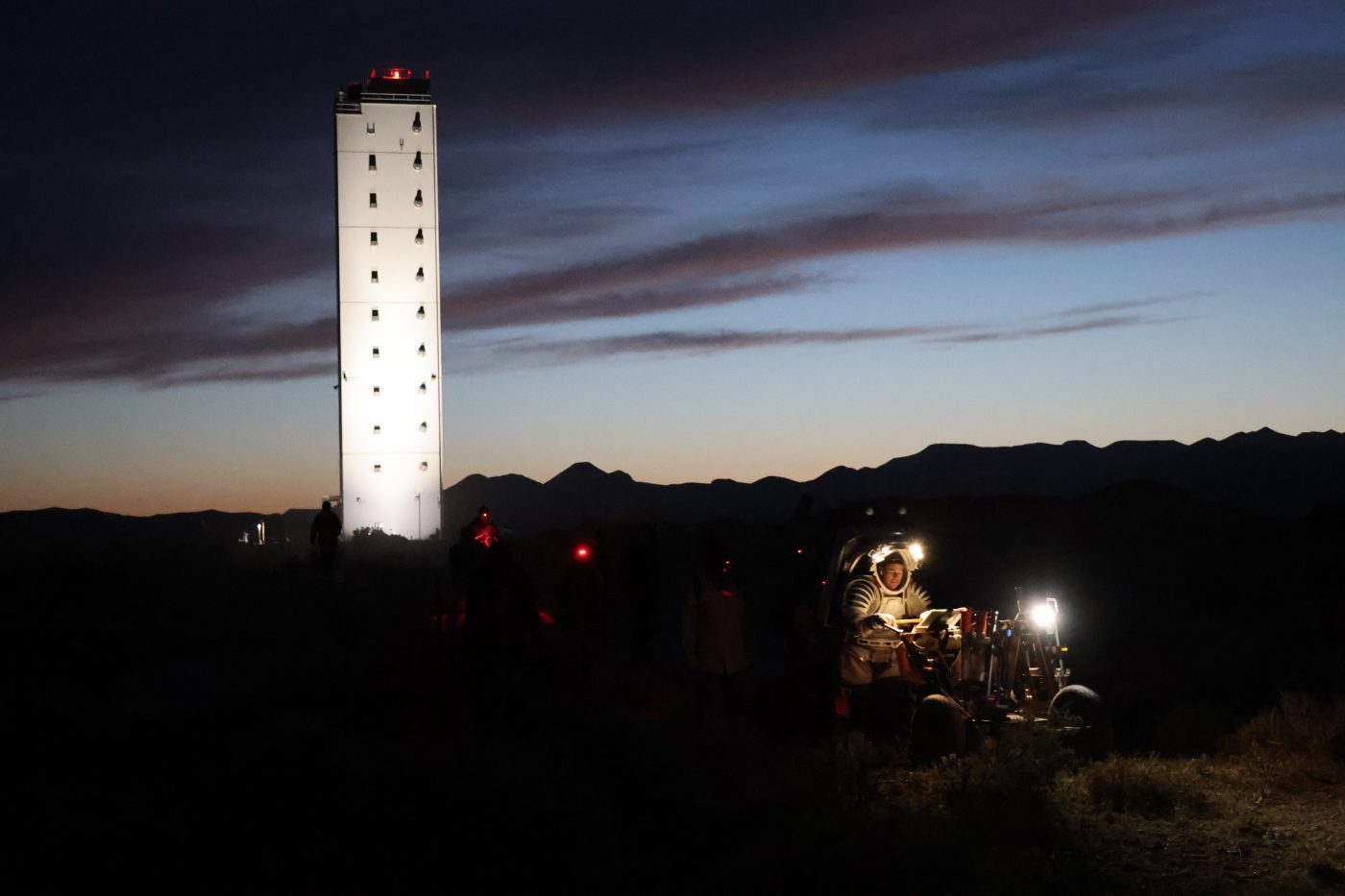 NASA Artemis mission astronaut candidates conduct nighttime EVA training at Icecap Tower