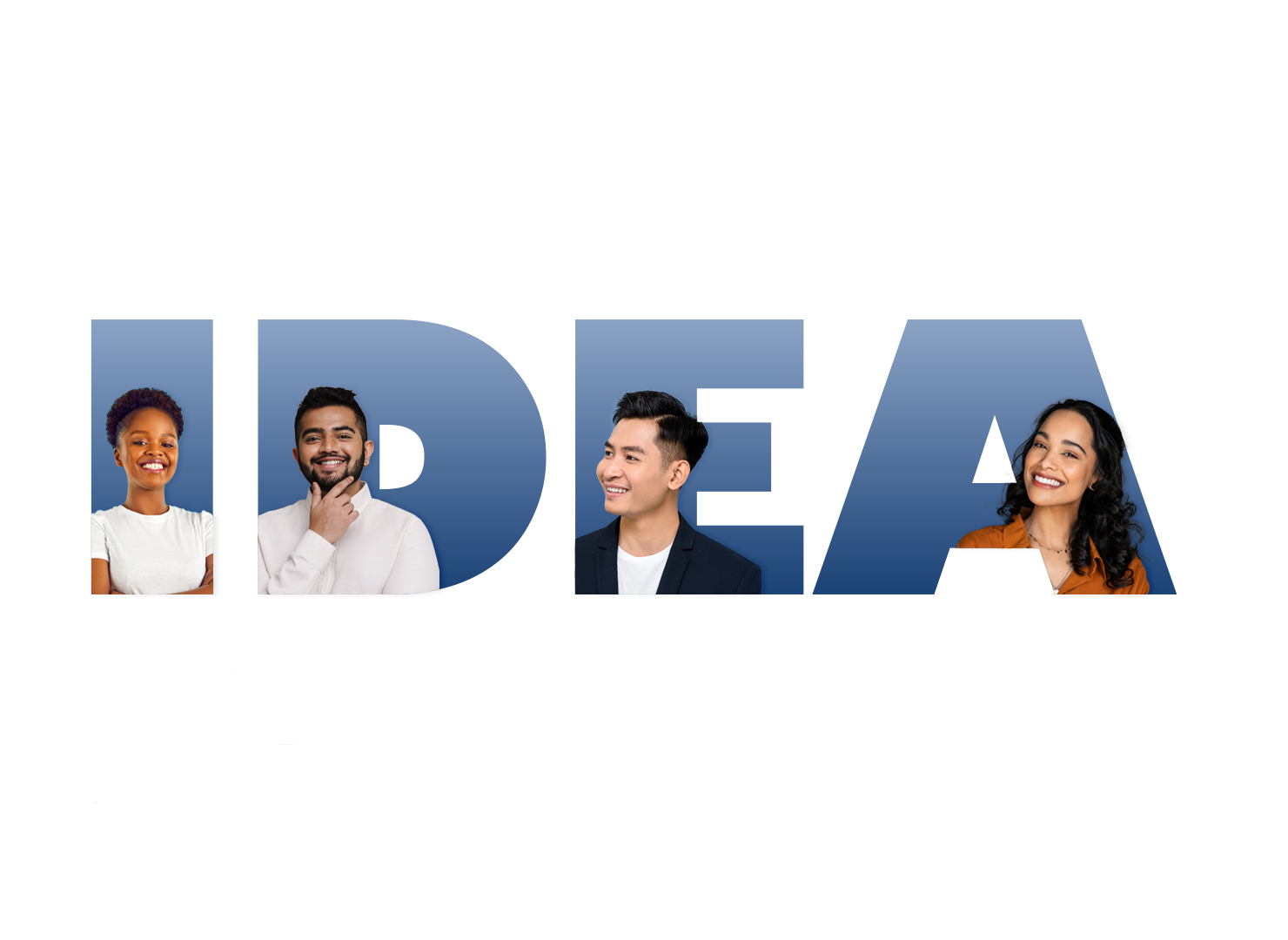 "IDEA" text with people in each letter