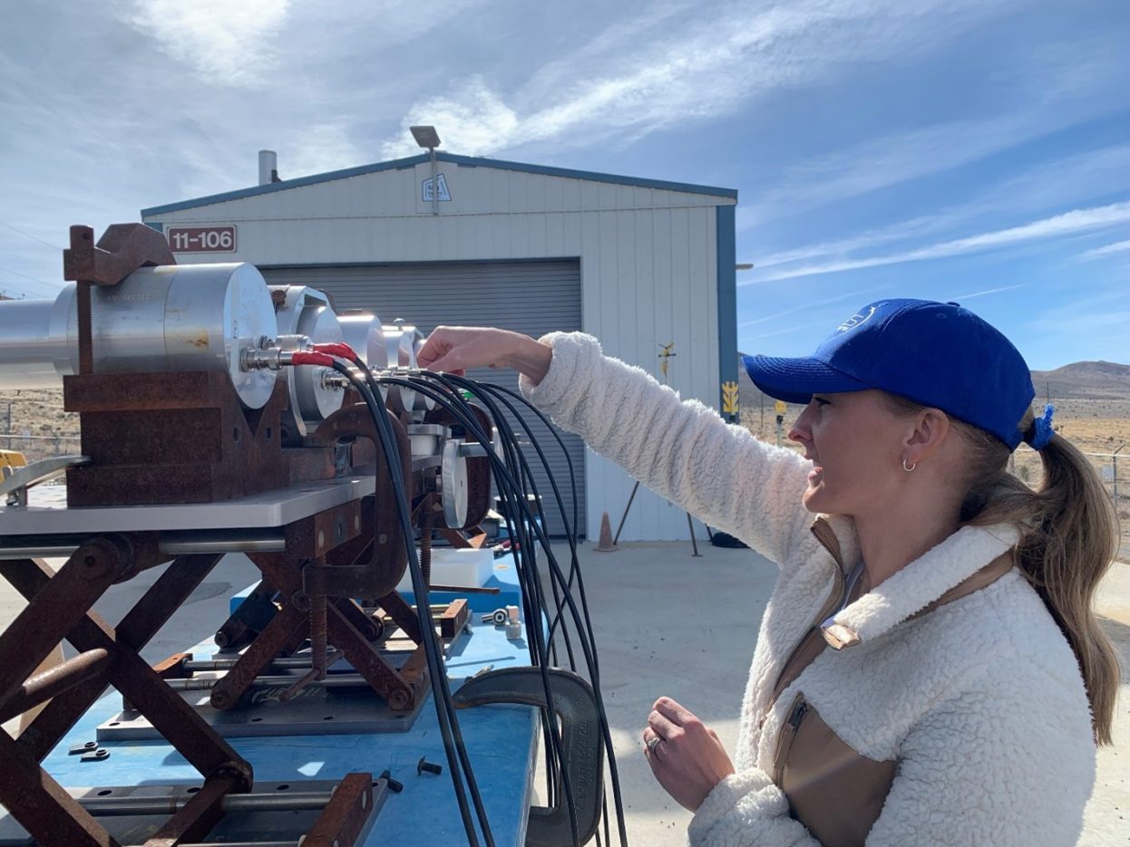 Dr. Guckes with equipment at the NNSS.